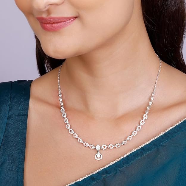 GIVA 925 Silver Glittering Hexagon Necklace| Pendant to Gift Women & Girls | With Certificate of Authenticity and 925 Stamp | 6 Months Warranty - Image 2