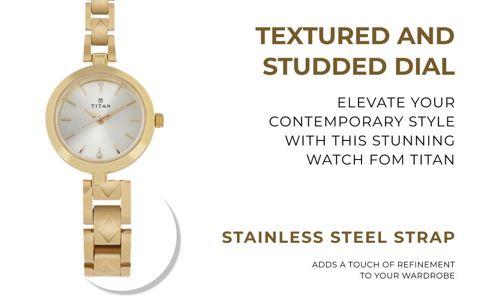 Titan Karishma Analog Champagne Dial Women's Watch -NM2598YM01 / NL2598YM01 - Image 2