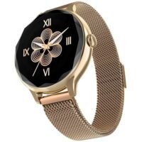 Noise Diva (Smartchoice) Smartwatch with Diamond Cut dial, Glossy Metallic Finish, AMOLED Display, Mesh Metal and Leather Strap Options, Female Cycle Tracker smart Watch for Women (Gold Link)